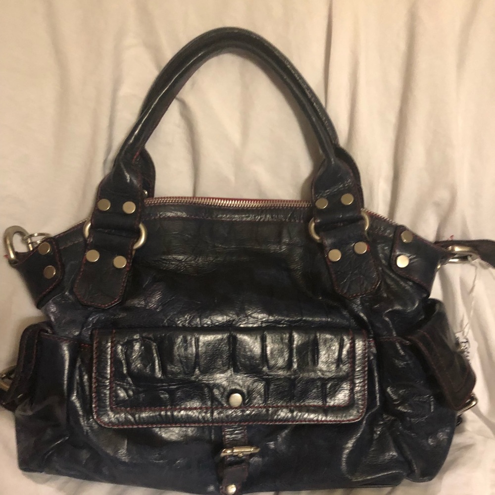 Toscani Large Blue Leather Hobo Bag Purse